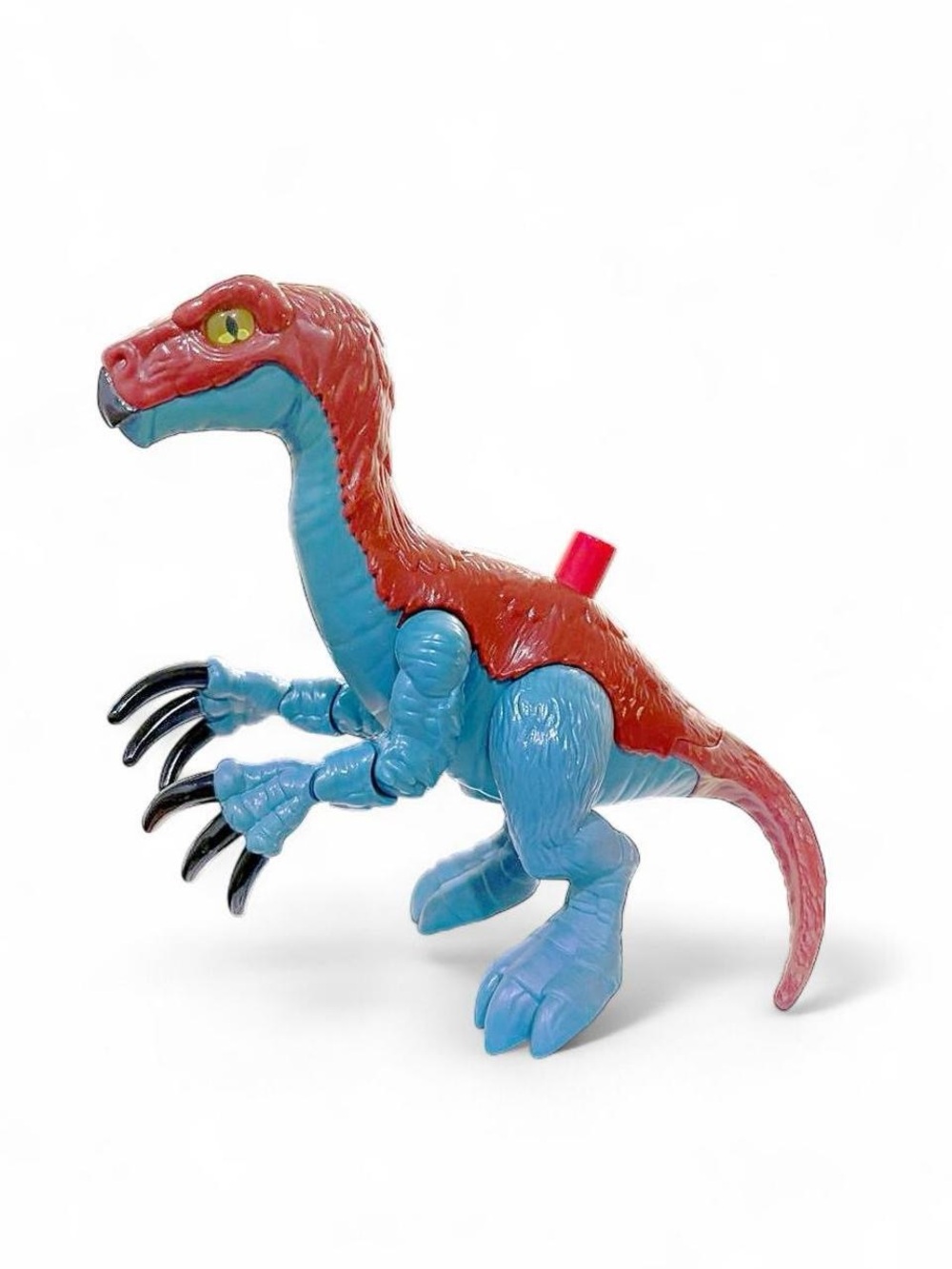 Mattel Blue and Red Velociraptor Figure with Black Claws